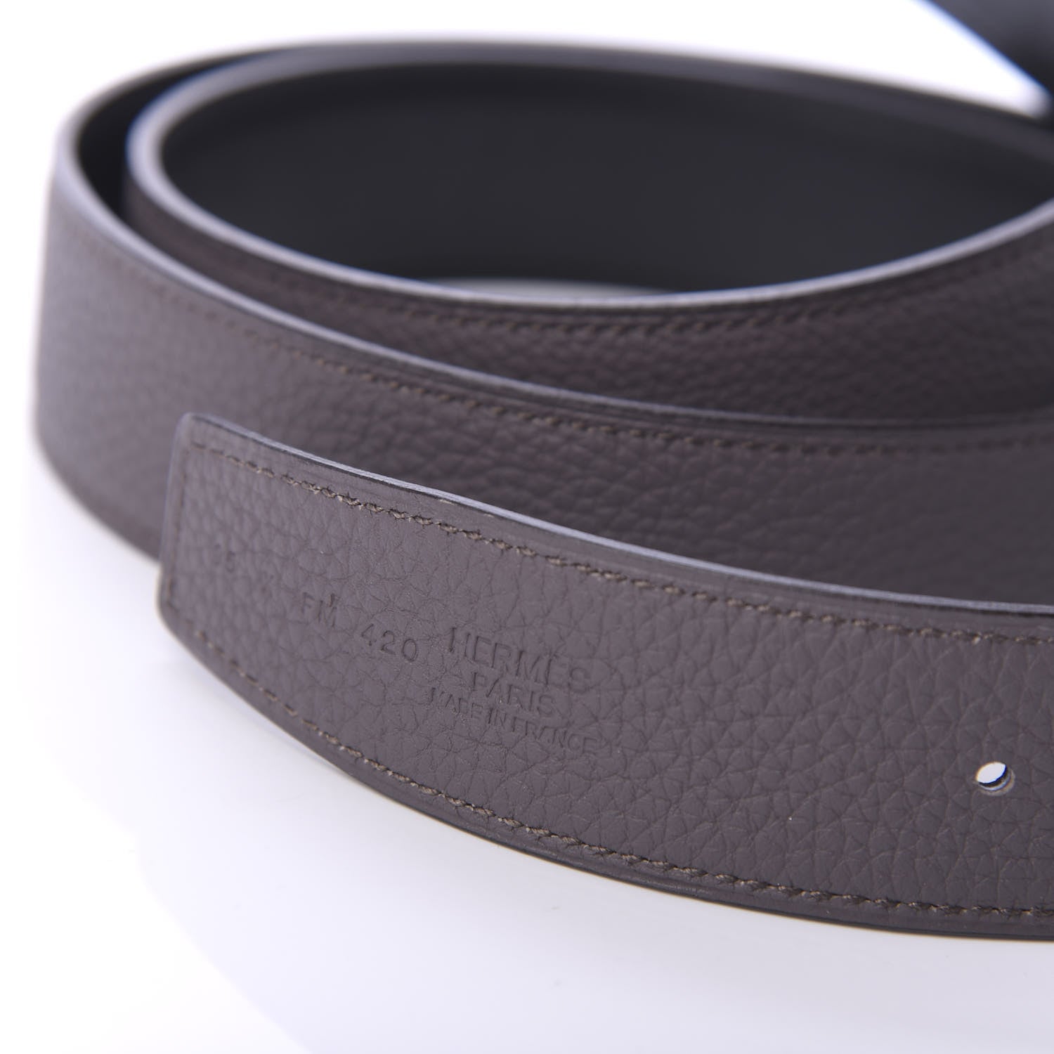 Hermes Box Togo 32mm Belt Strap 95 Black Etain 5 of 5