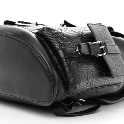 Gucci Calfskin GG Tennis Embossed Double Buckle Backpack Black 8 of 8