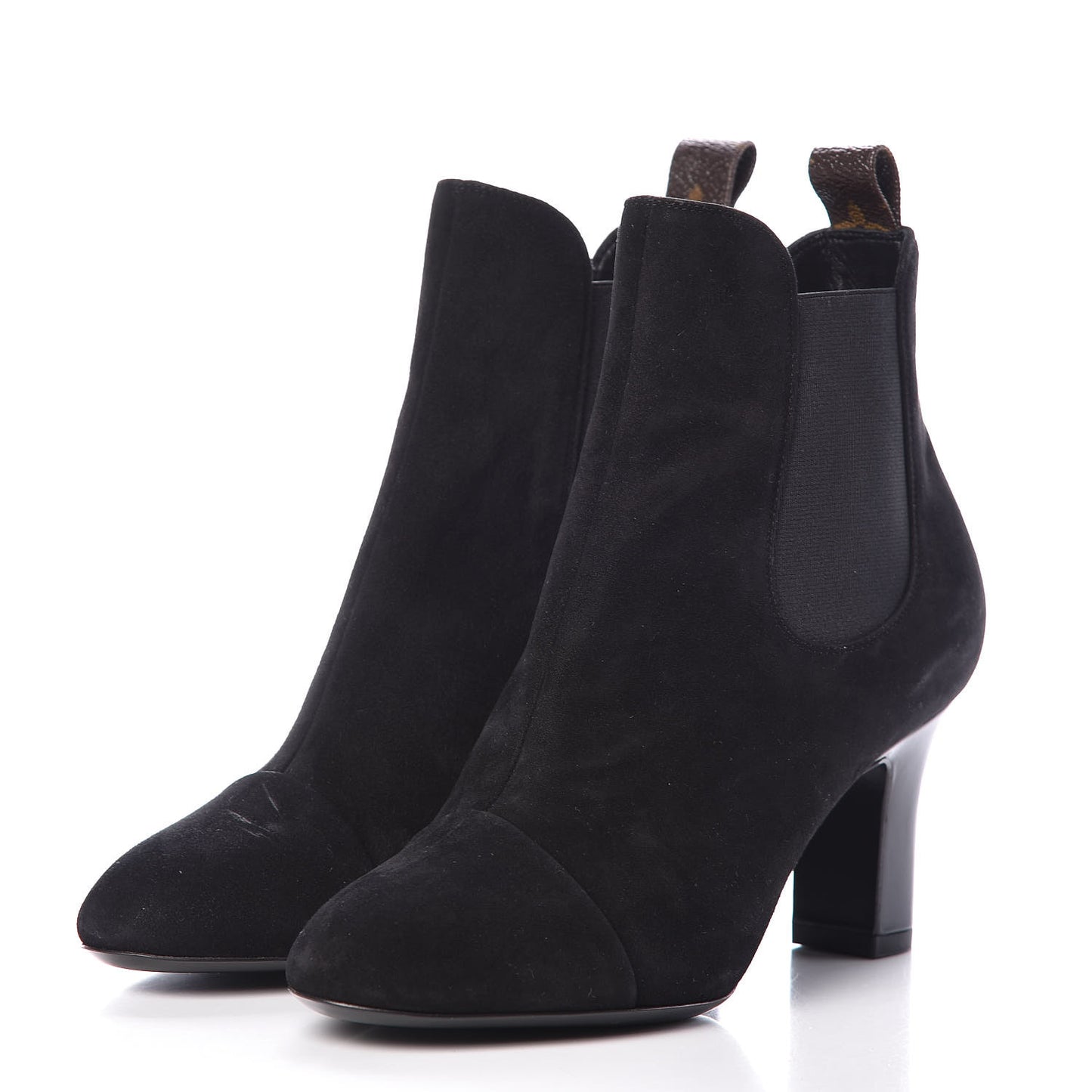 Suede Monogram Uniformes Cap Toe Chelsea 75mm Ankle Boots 36 Black