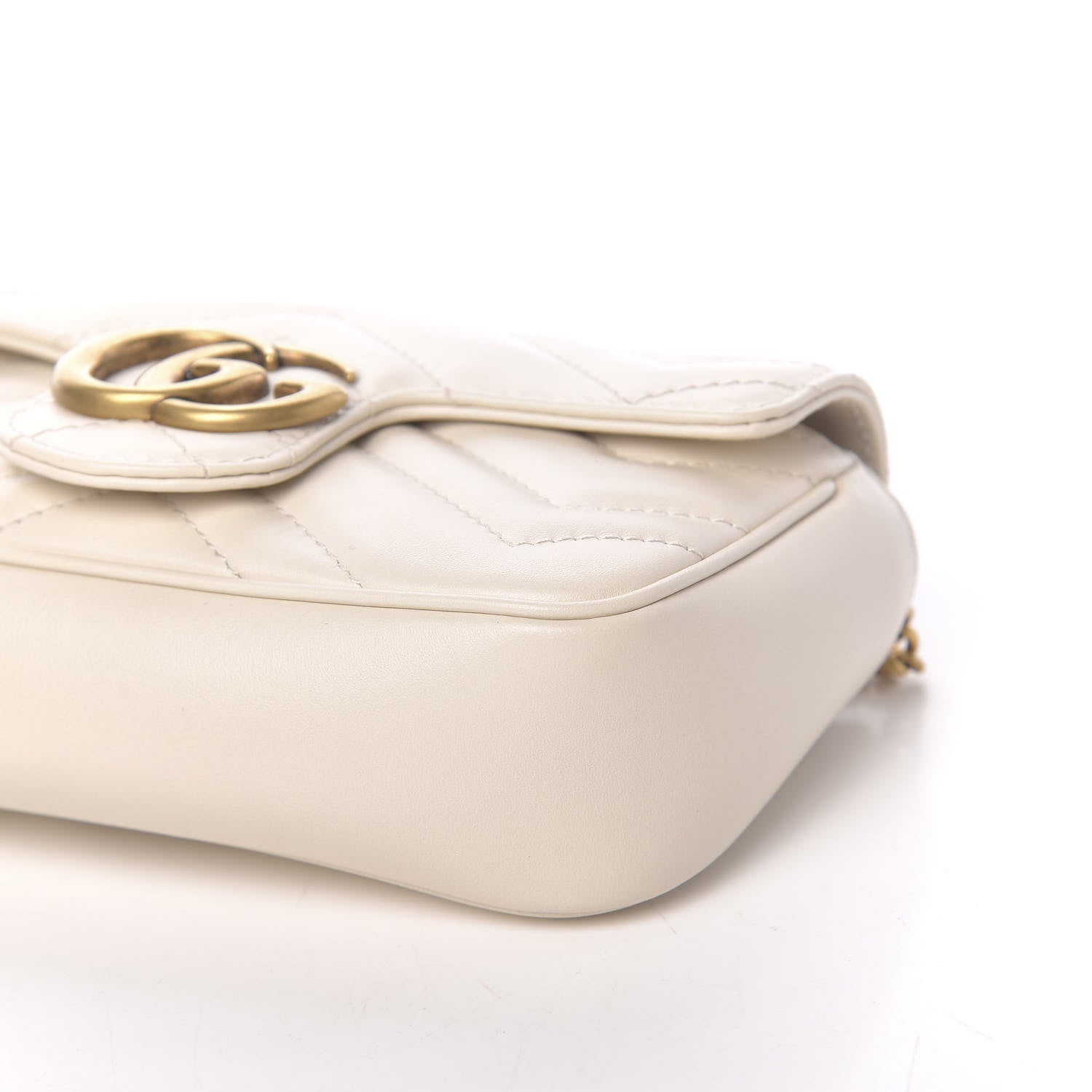 Gucci Calfskin Matelasse Super Mini GG Marmont Shoulder Bag White 10 of 11