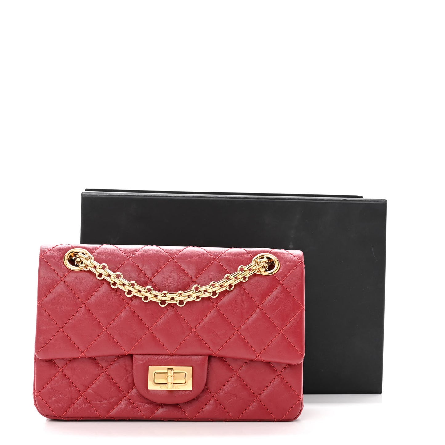Aged Calfskin Quilted 2.55 Reissue Mini Flap Red