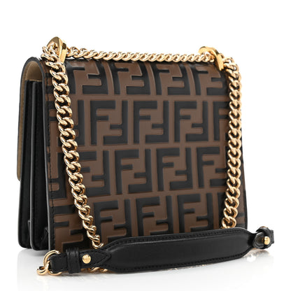 Fendi Vitello Liberty Bi-Color FF 1974 Embossed Small Kan U Shoulder Bag Maya Black 3 of 9