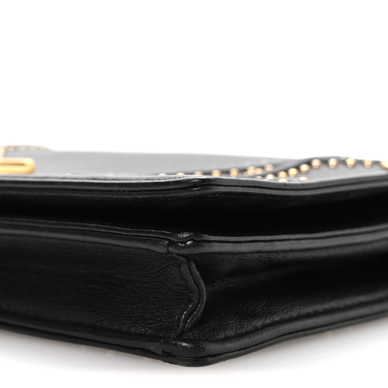 Christian Dior Calfskin Studded Diorama Wallet on Chain Pouch Black 9 of 10