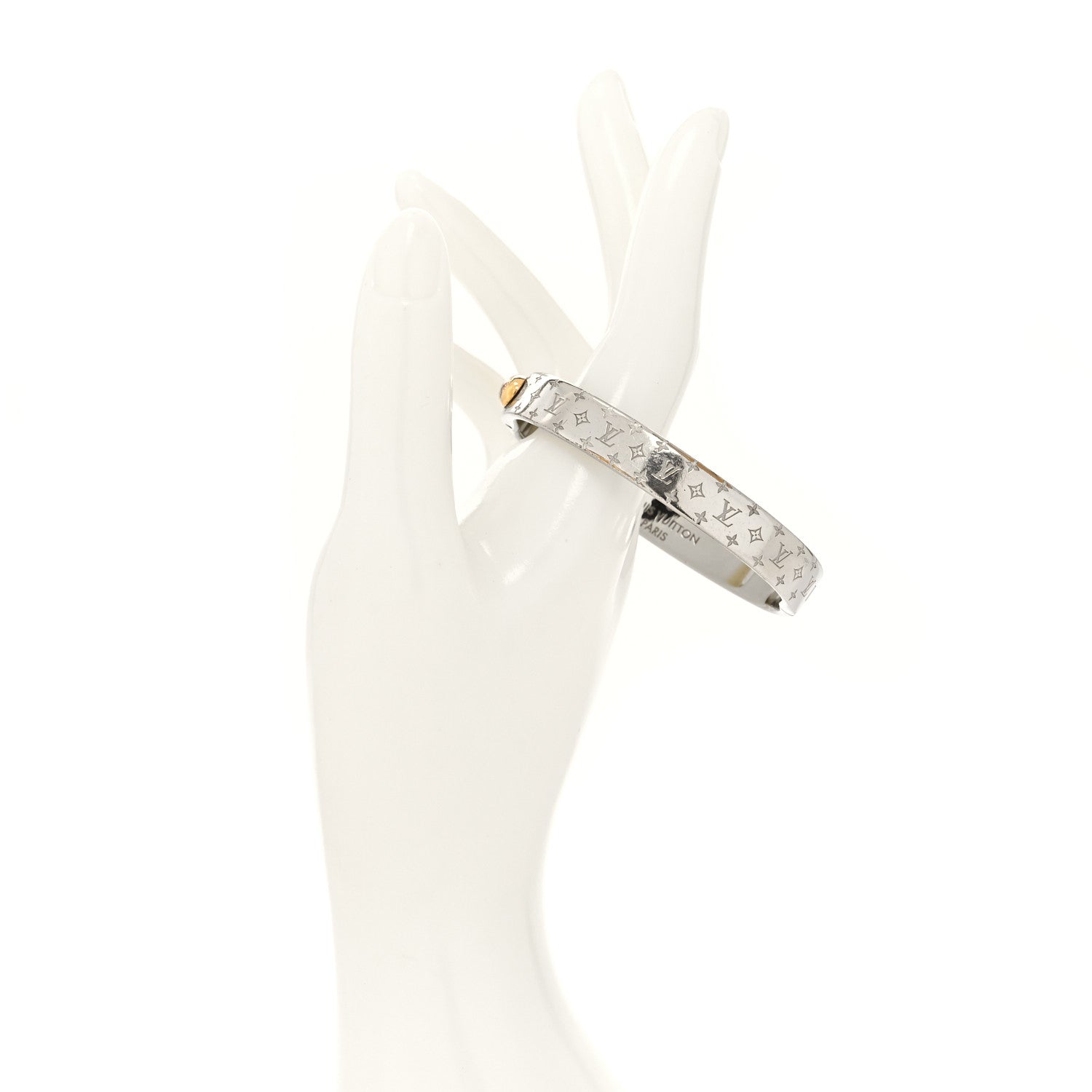 Louis Vuitton Palladium Monogram Nanogram Cuff S Silver 2 of 7