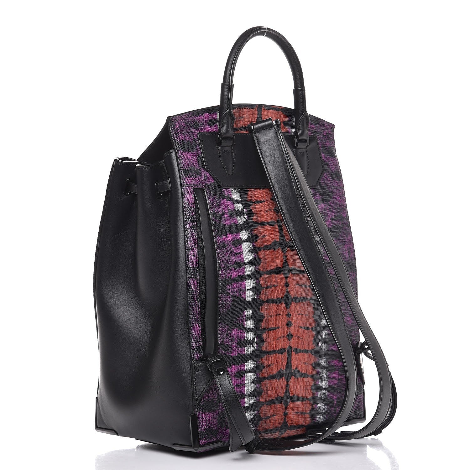 Alexander Wang Calfskin Lizard Embossed Tie Dye Prisma Skeletal Backpack Matte Black Pink 3 of 8
