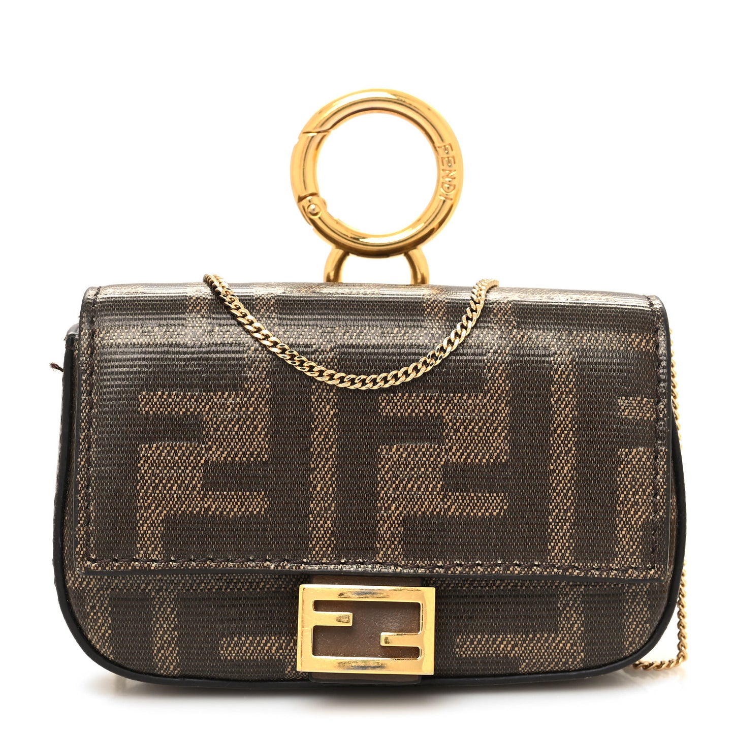 Glazed Fabric FF 1974 Nano Baguette Charm Mogano Panna