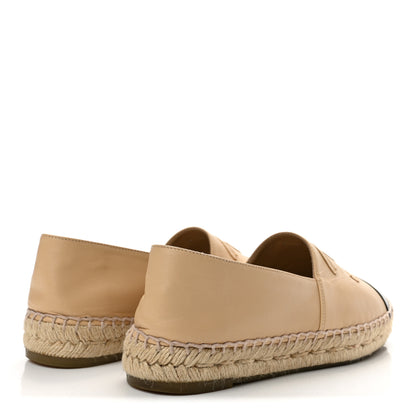 Chanel Lambskin CC Espadrilles 38 Beige Black 5 of 9