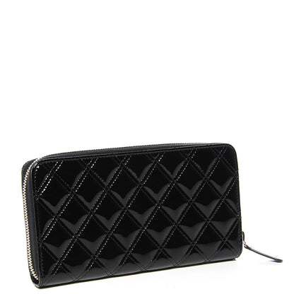 Chanel Patent Quilted Large Gusset Zip Around Wallet Black 3 of 9
