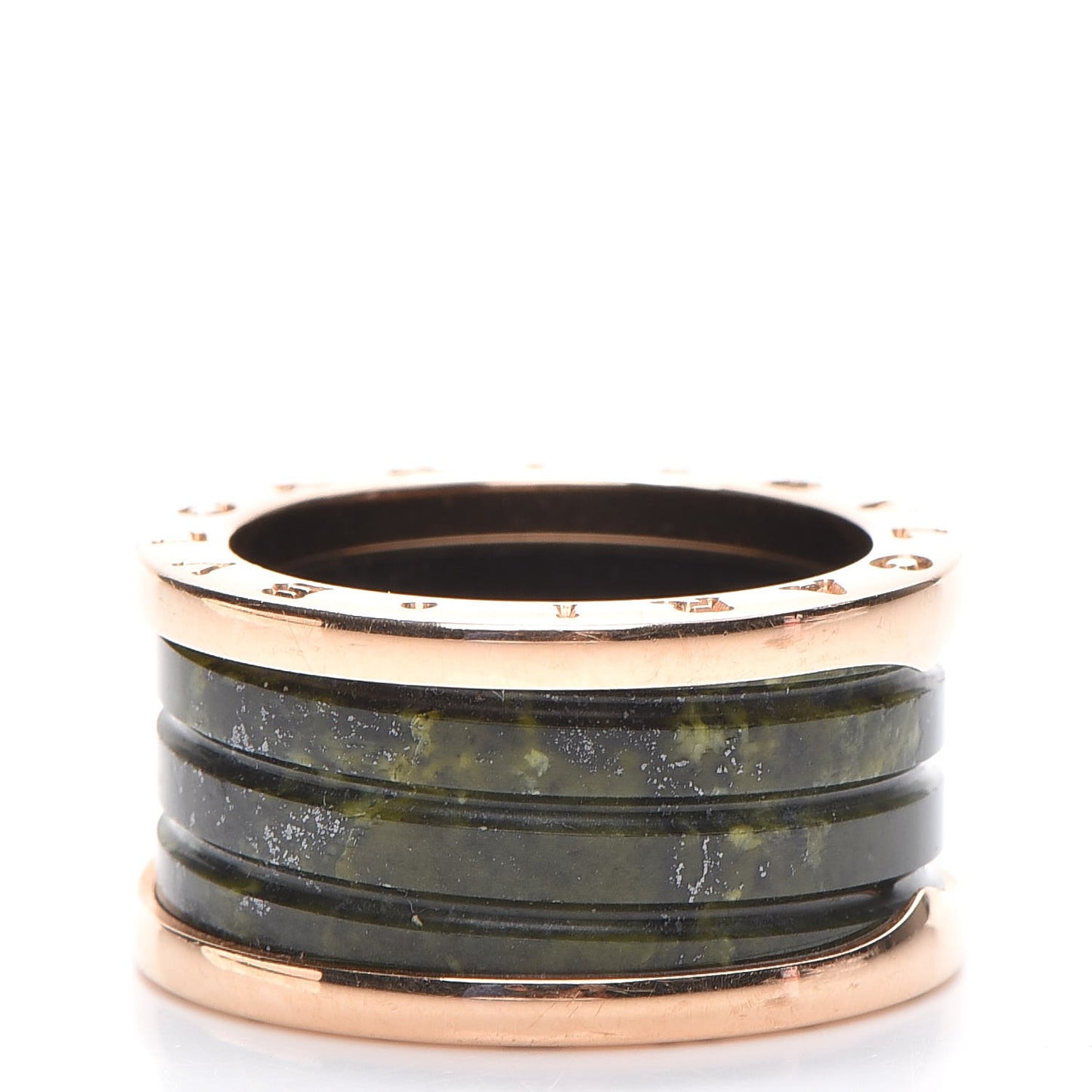 18K Rose Gold Green Marble B.Zero1 Ring 57 8