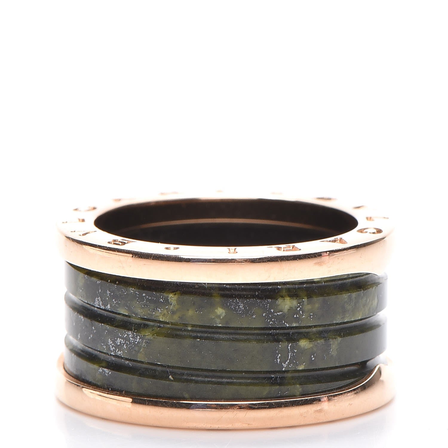 Bulgari 18K Rose Gold Green Marble B.Zero1 Ring 57 8 3 of 6