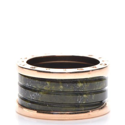 Bulgari 18K Rose Gold Green Marble B.Zero1 Ring 57 8 3 of 6