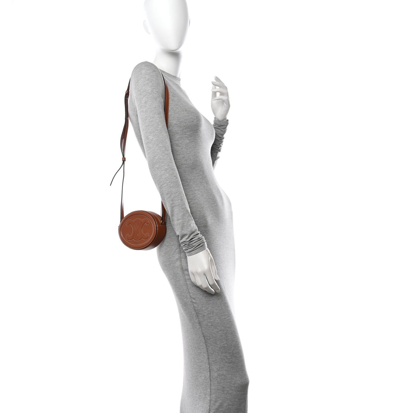 Smooth Calfskin Cuir Small Triomphe Oval Crossbody Purse Tan