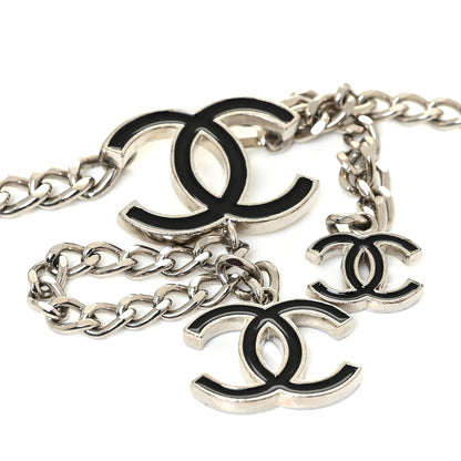 Chanel Enamel CC Chain Logo Belt Silver Black 5 of 5