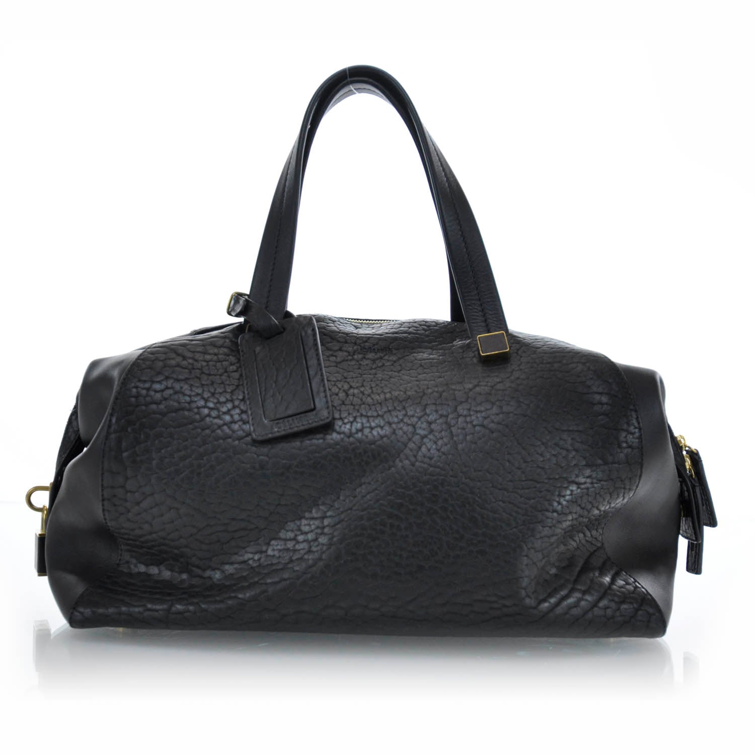 Celine Bullhide Leather Boston Black 1 of 8