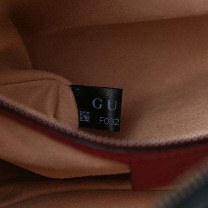 Gucci Vintage Effect Calfskin Matelasse Diagonal Small Torchon GG Marmont Bamboo Top Handle Shoulder Bag Black Romantic Cherry 8 of 11