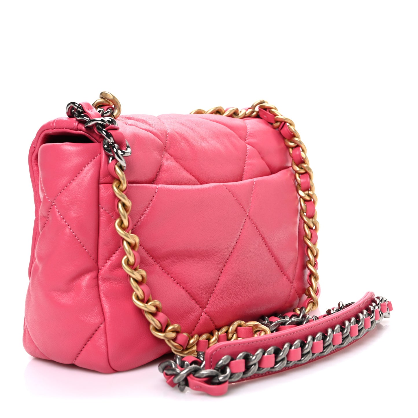 Lambskin Quilted Medium Chanel 19 Flap Dark Pink