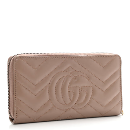 Gucci Calfskin Matelasse GG Marmont Zip Around Wallet Porcelain Rose 3 of 10