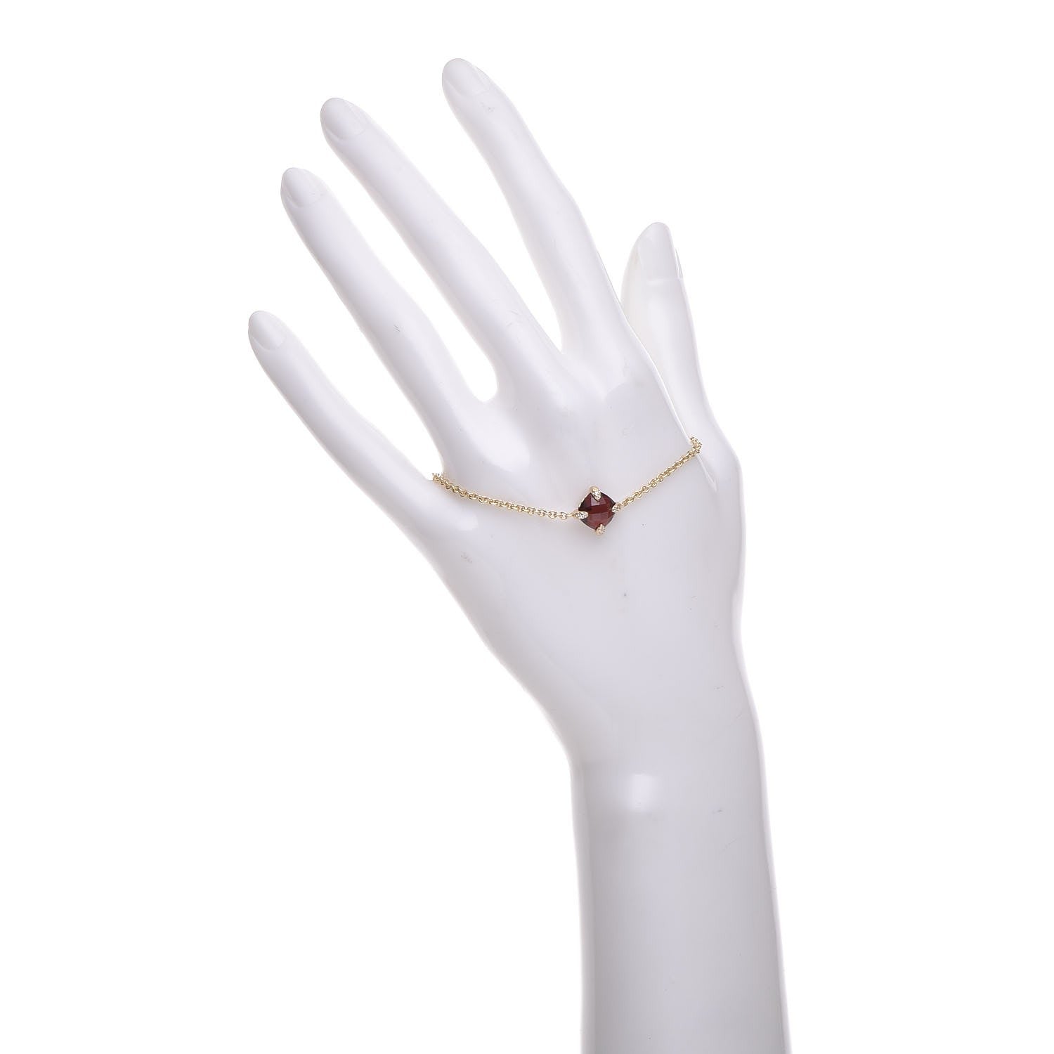 David Yurman 18K Yellow Gold Diamond Garnet Chatelaine Bracelet 7 of 11