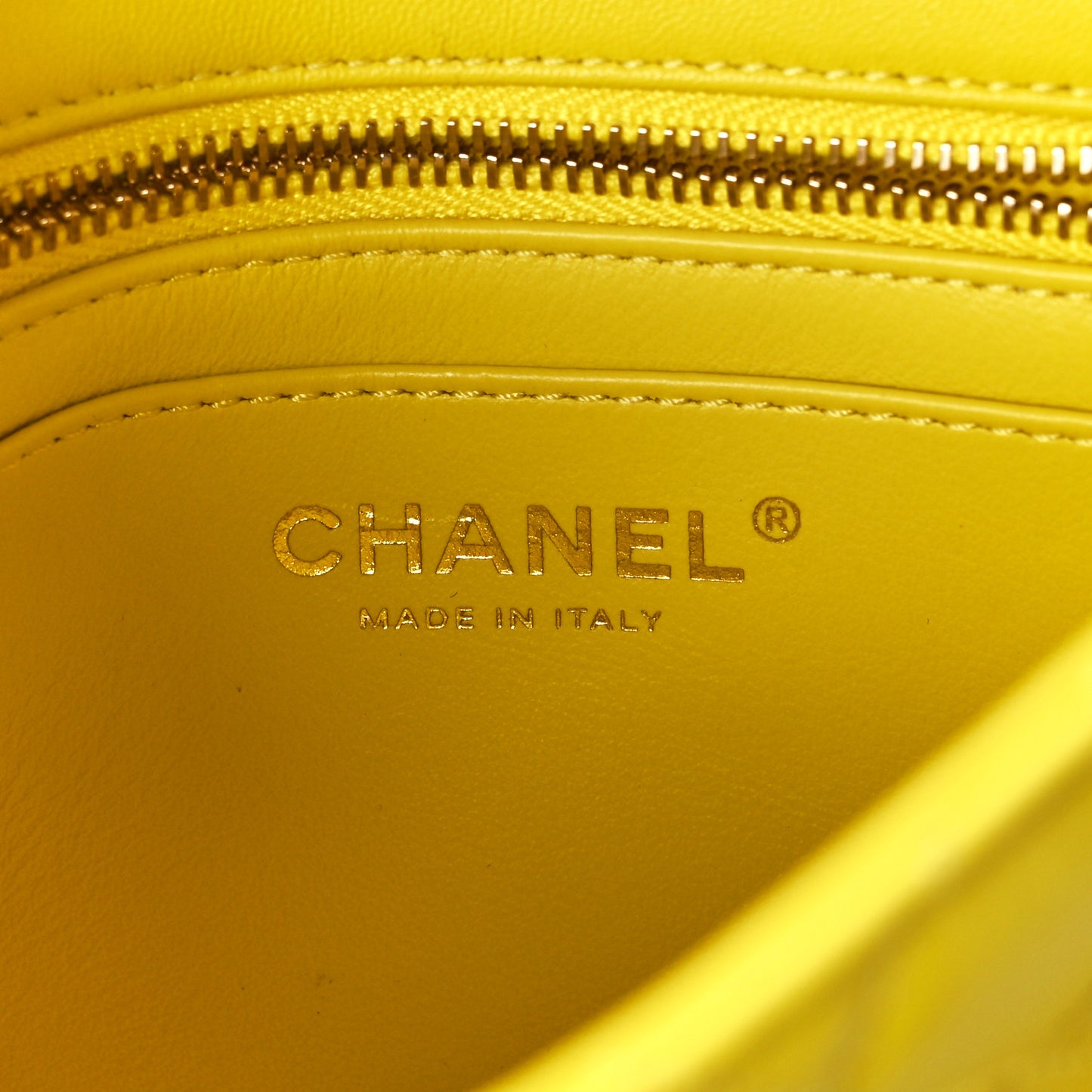 Lambskin Quilted Mini Pearl Crush Flap Yellow