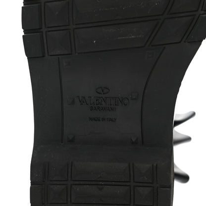 Valentino Garavani Calfskin Ruffle Heart Love Combat Boots 38 Black 9 of 11