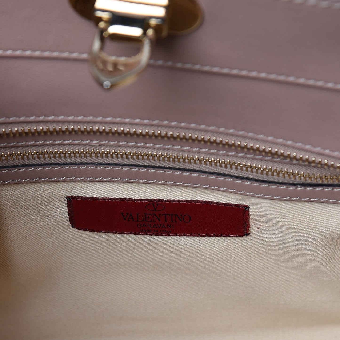 Vitello Small Rockstud Double Handle Tote Poudre