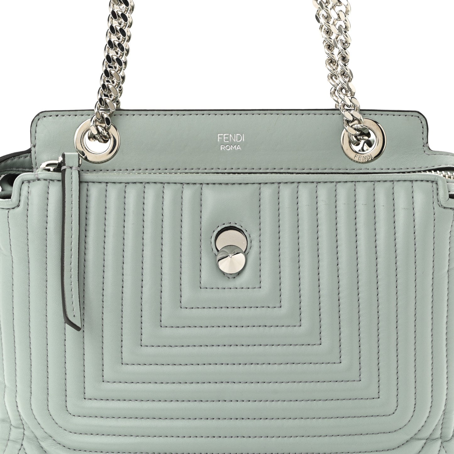 Shiny Nappa Trapuntata Small DotCom Click Top Handle Chain Satchel Light Blue