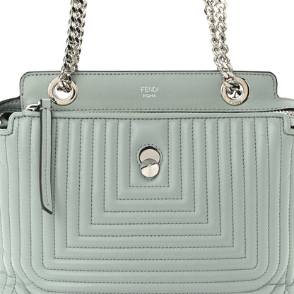 Fendi Shiny Nappa Trapuntata Small DotCom Click Top Handle Chain Satchel Light Blue 9 of 11