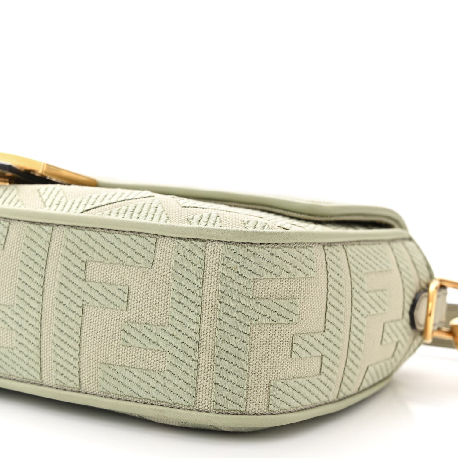 Fendi Canvas Vitello King FF Embroidered Baguette Green Tea 10 of 11