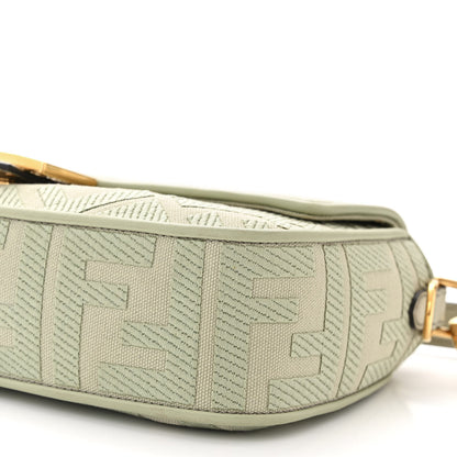 Fendi Canvas Vitello King FF Embroidered Baguette Green Tea 10 of 11