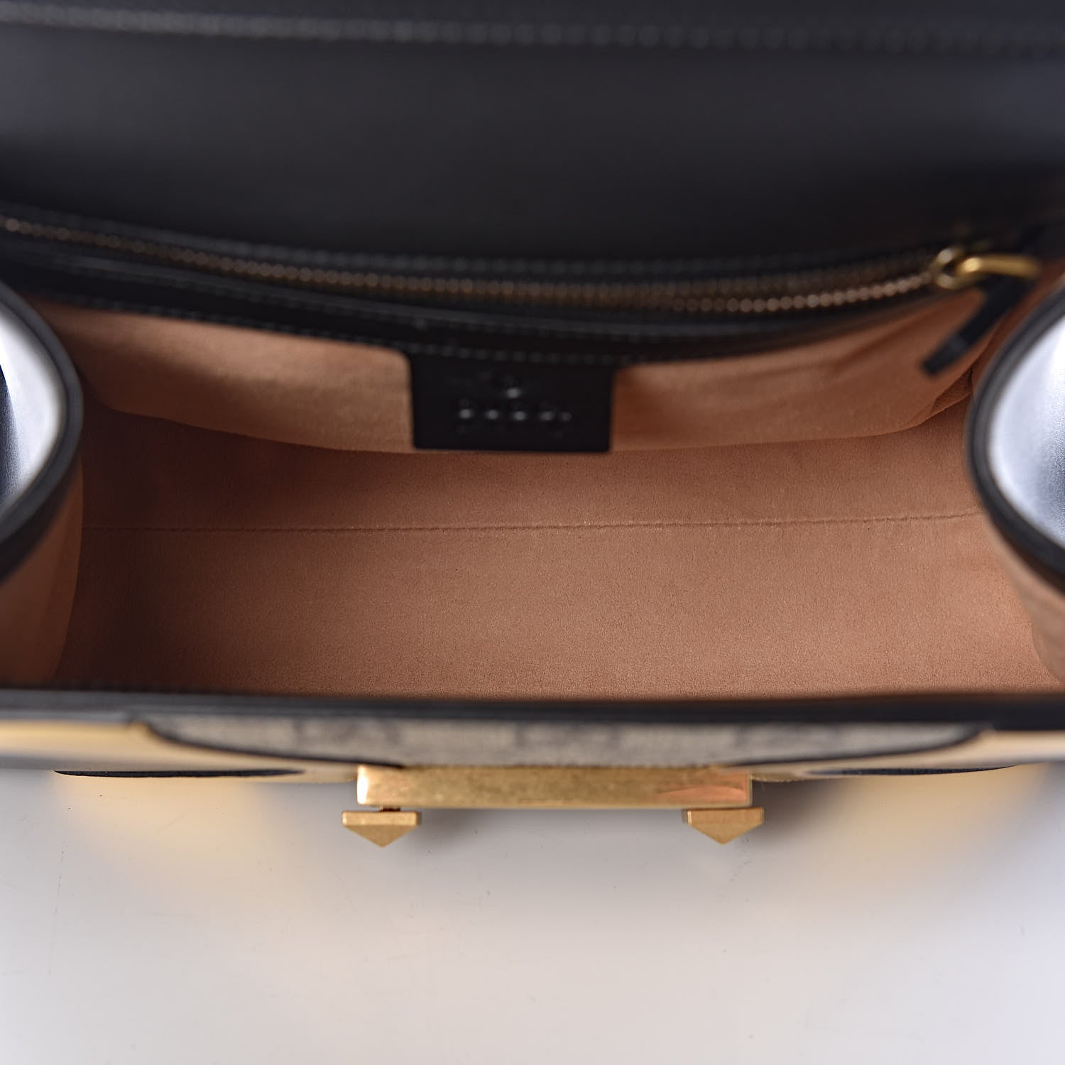 Gucci GG Supreme Monogram Small Osiride Top Handle Bag Black Gold 6 of 12