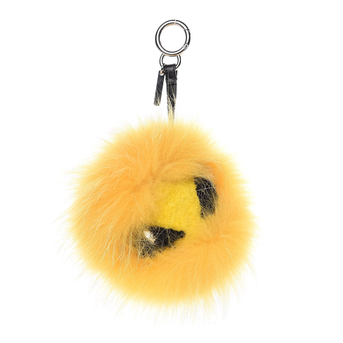 Fox Fur Shearling Crystal Eye Tria Monster Bag Bug Charm Yellow