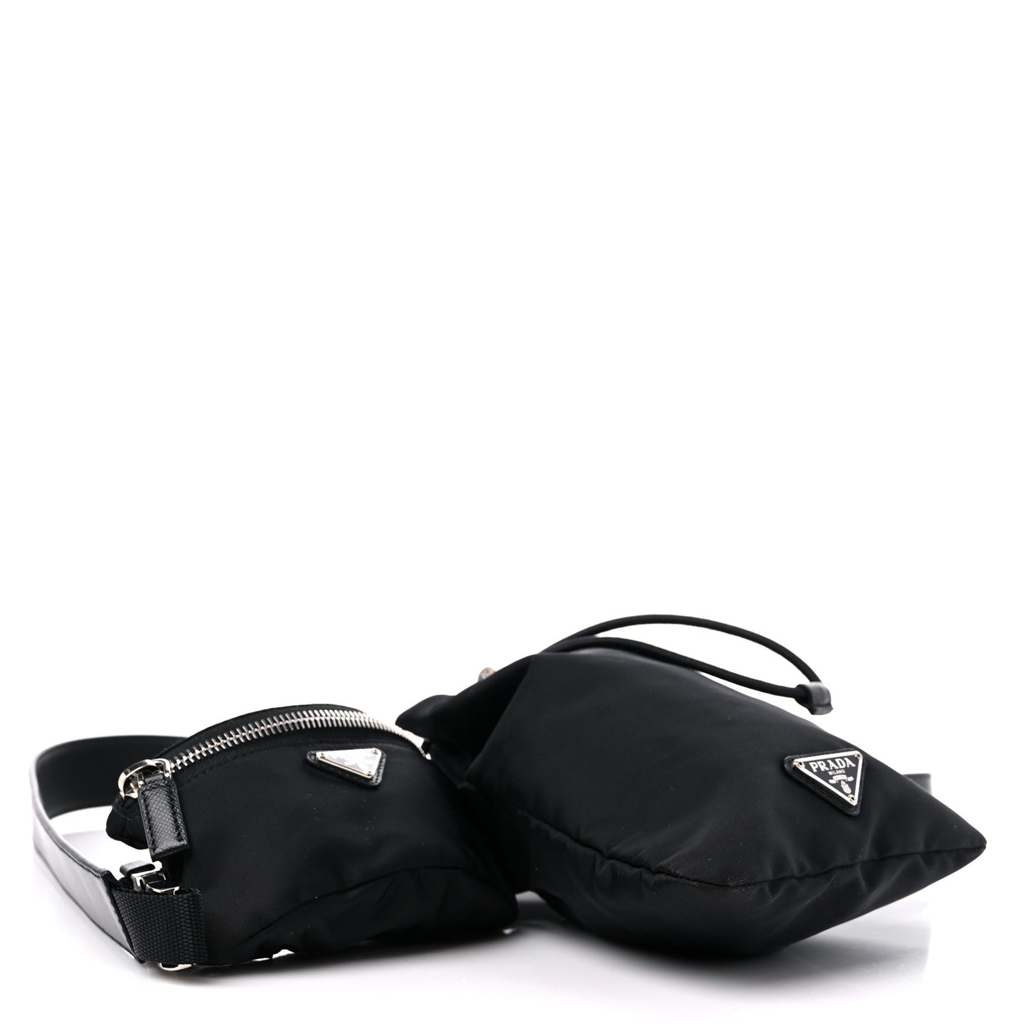 Tessuto Nylon Pocket Drawstring Pouch Belt 100 40 Black