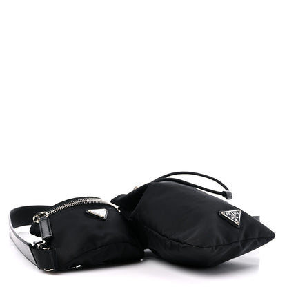 Prada Tessuto Nylon Pocket Drawstring Pouch Belt 100 40 Black 4 of 15