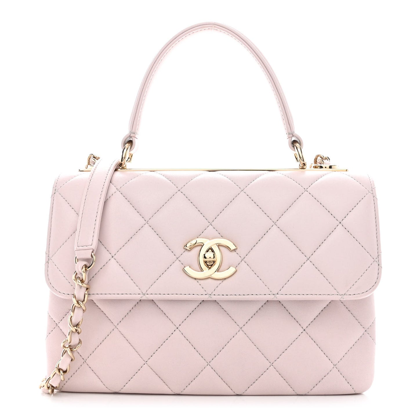 Lambskin Quilted Small Trendy CC Flap Dual Handle Bag Lilas Lilac