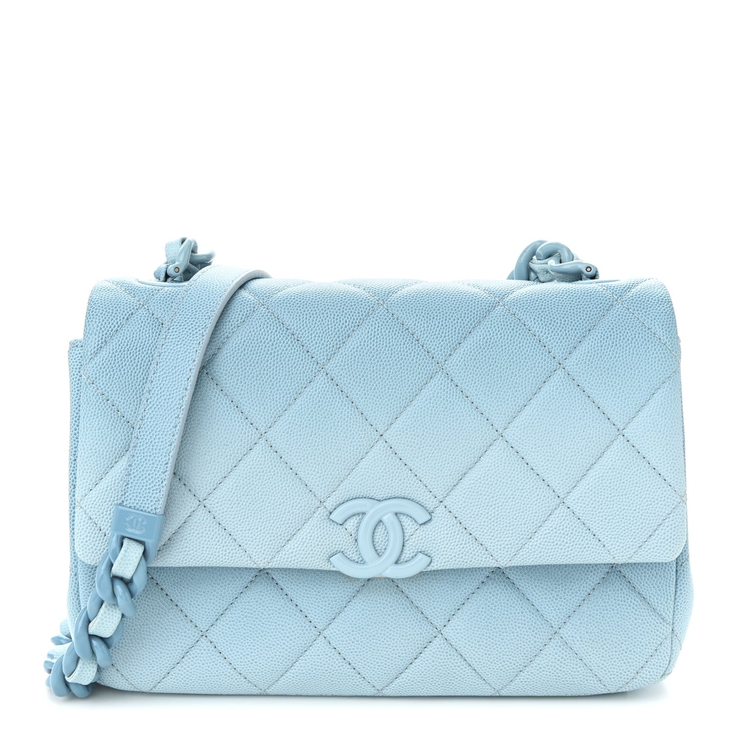 Shaded Caviar Quilted My Everything Flap Light Blue
