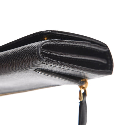 Prada Saffiano Metal Continental Flap Wallet Nero Black 8 of 8