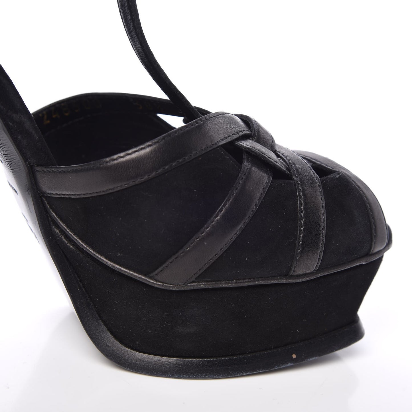 Calfskin Suede Platform Sandals 38.5 Black