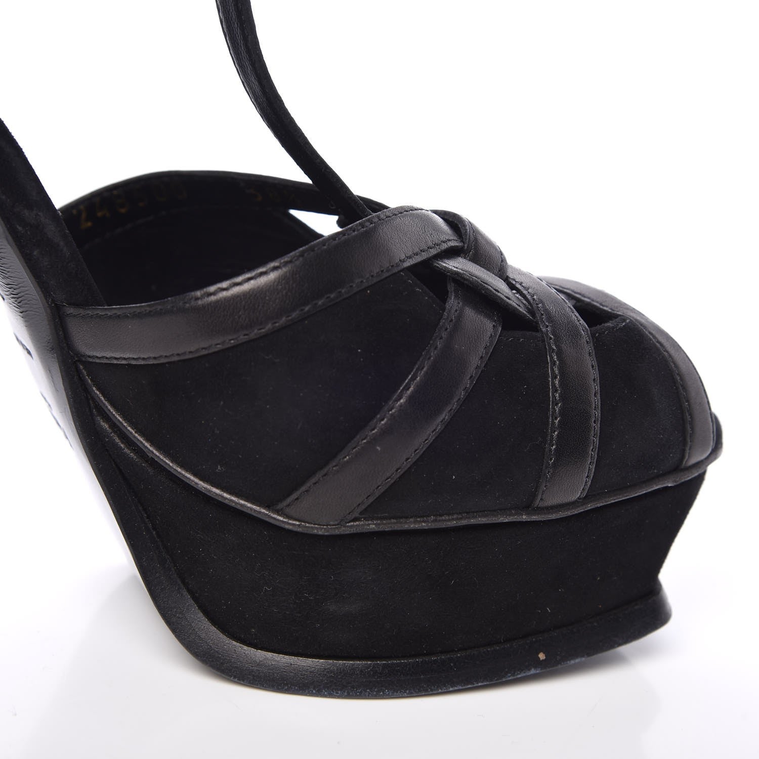 Saint Laurent Calfskin Suede Platform Sandals 38.5 Black 15 of 21