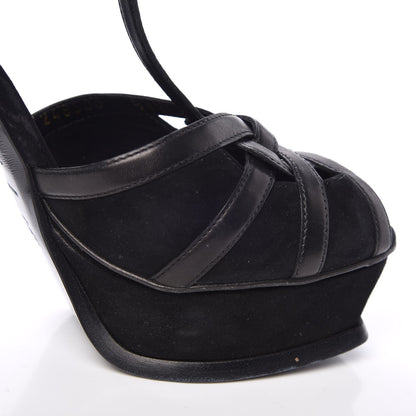 Saint Laurent Calfskin Suede Platform Sandals 38.5 Black 15 of 21