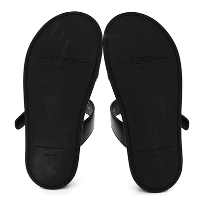 Fendi Fabric Jacquard Nappa FF Womens Fendi Feel Buckled Slide Sandals 37 Tobacco Black 6 of 10