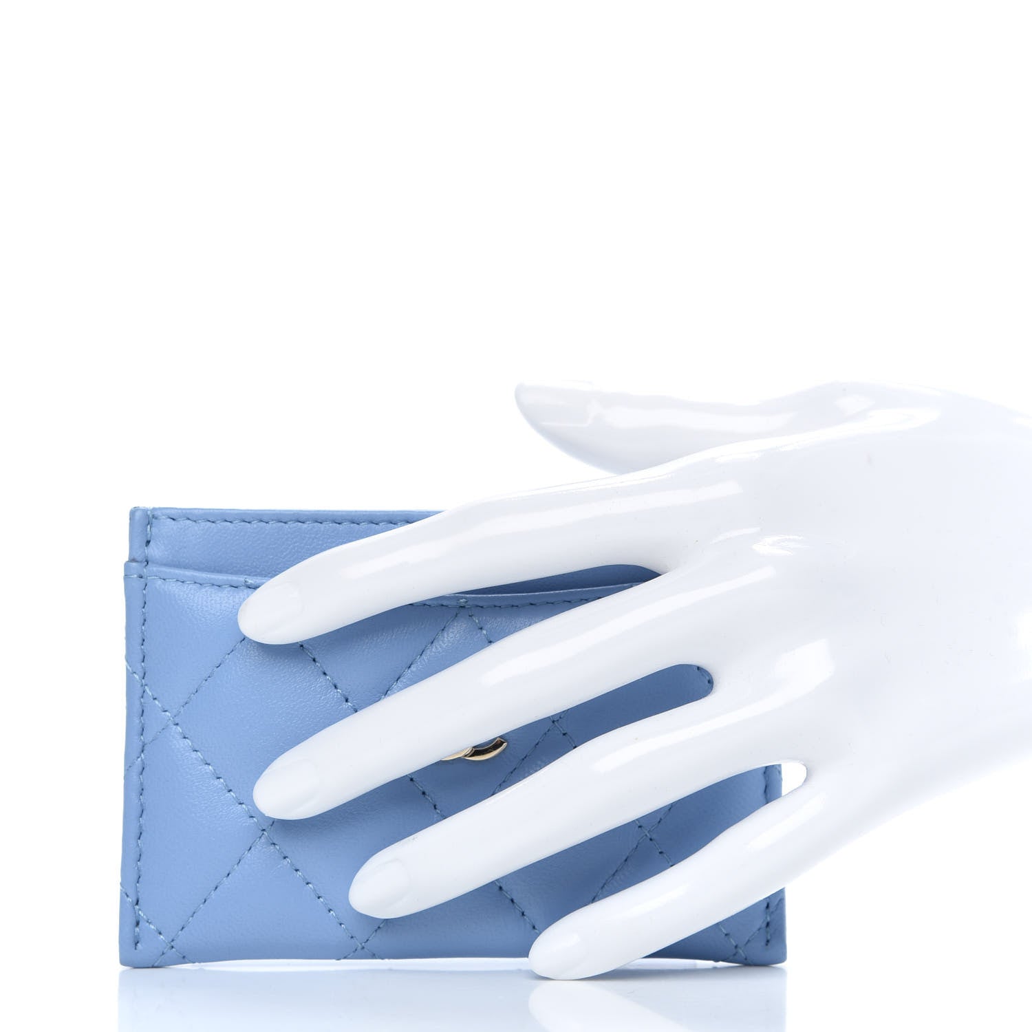 Chanel Lambskin Quilted Card Holder Light Blue 2 of 8
