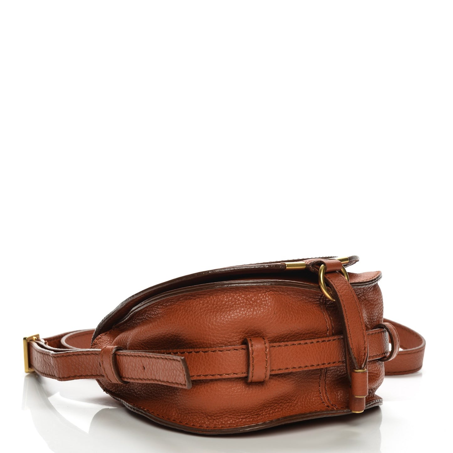 Calfskin Mini Marcie Round Crossbody Bag Whiskey