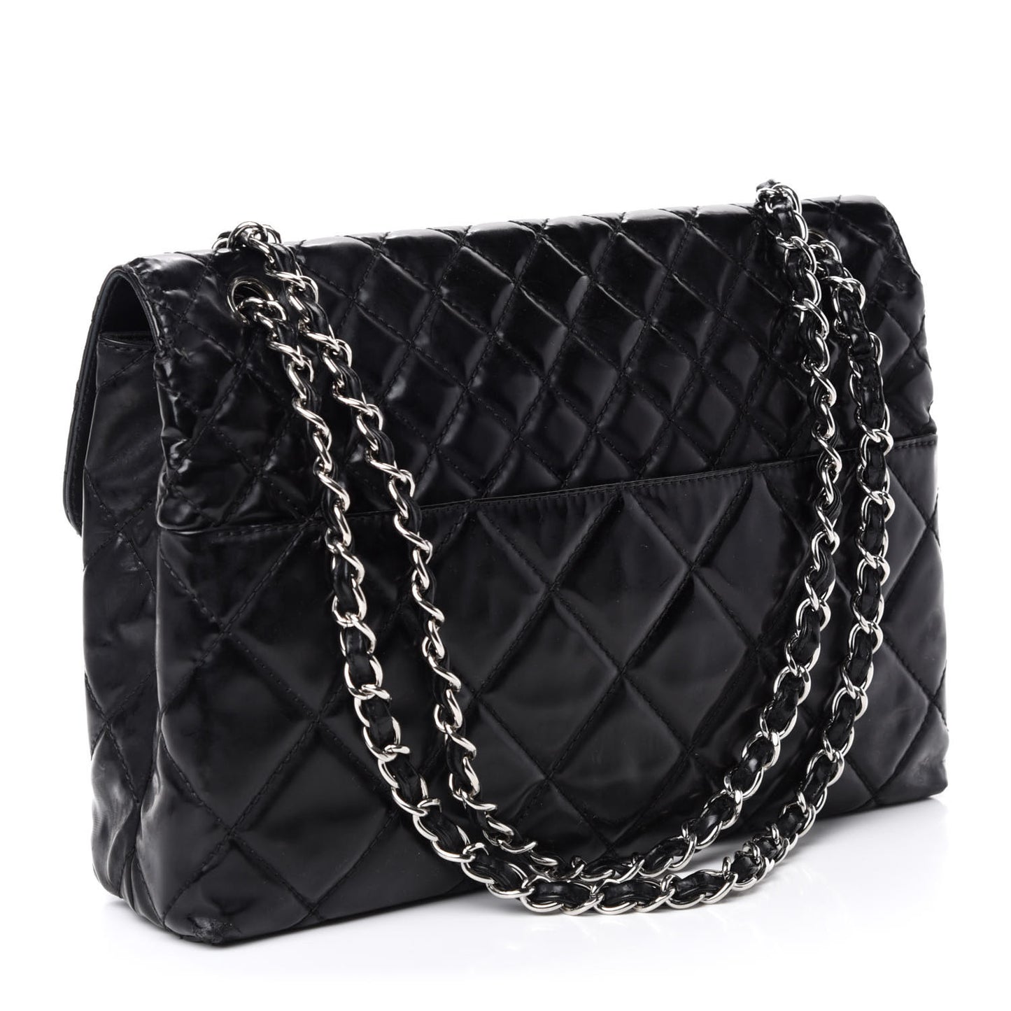 Vinyl Quilted In the Business Flap Bag Black
