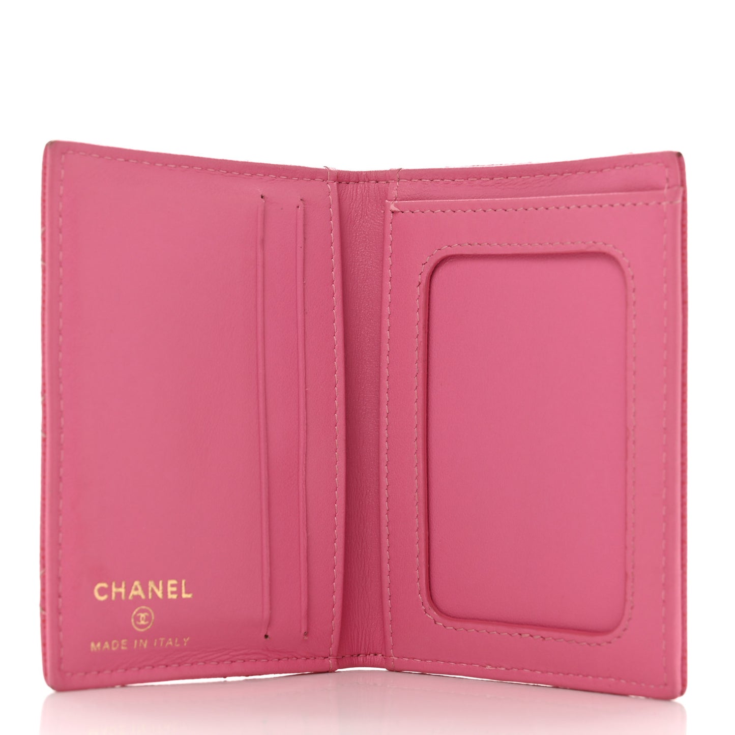Caviar Quilted Card Holder Wallet Pink
