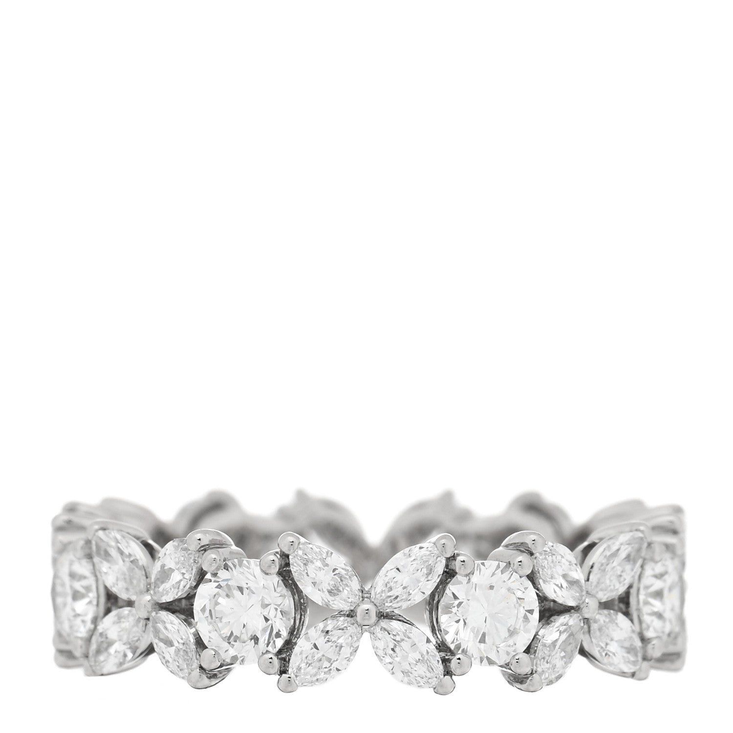 Tiffany Platinum Diamond Victoria Alternating Band Ring 51 5.75 1 of 5