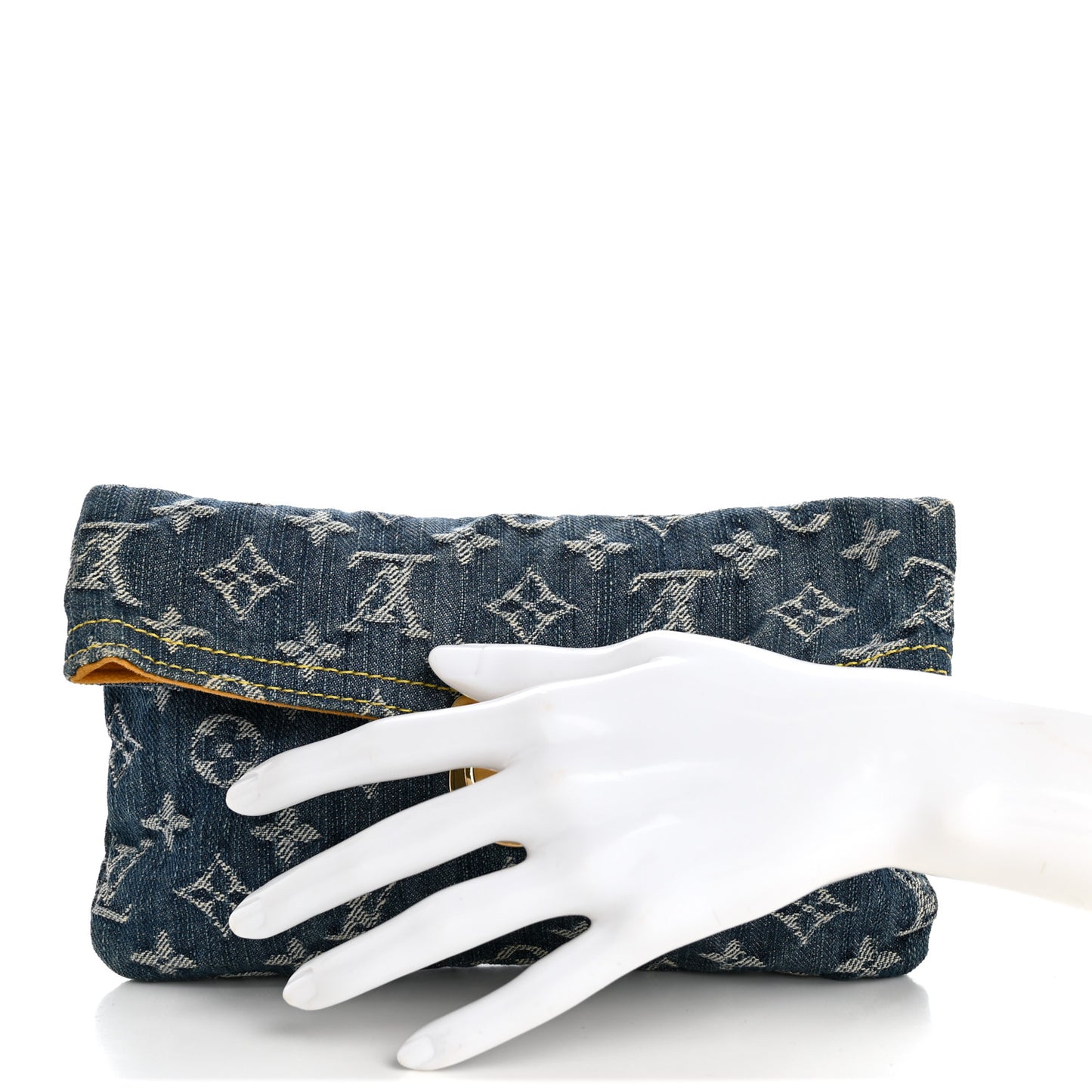 Monogram Denim Pochette Plat Clutch Blue