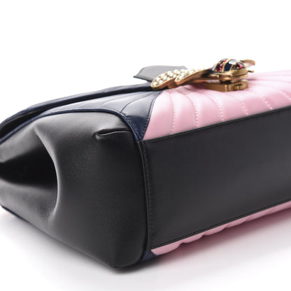 Gucci Calfskin Bamboo Trapuntata Queen Margaret Top Handle Bag Blue Agata Hibiscus Red Mystic White Sugar Pink 7 of 11