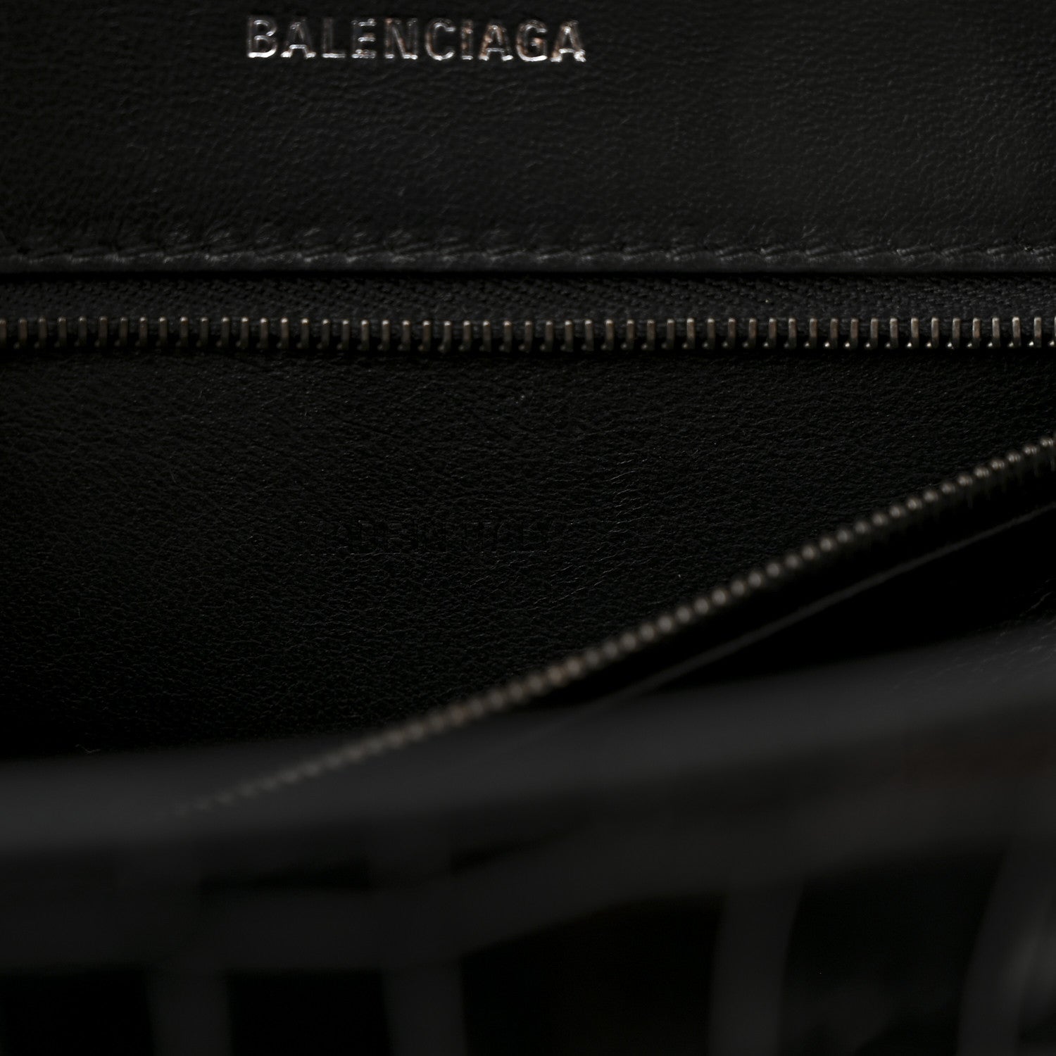 Balenciaga Shiny Calfskin Monochrome Crocodile Embossed Small Hourglass Top Handle Bag Black 7 of 10