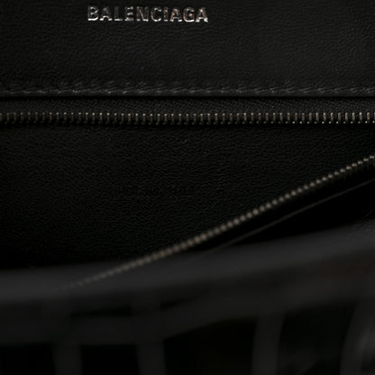 Balenciaga Shiny Calfskin Monochrome Crocodile Embossed Small Hourglass Top Handle Bag Black 7 of 10