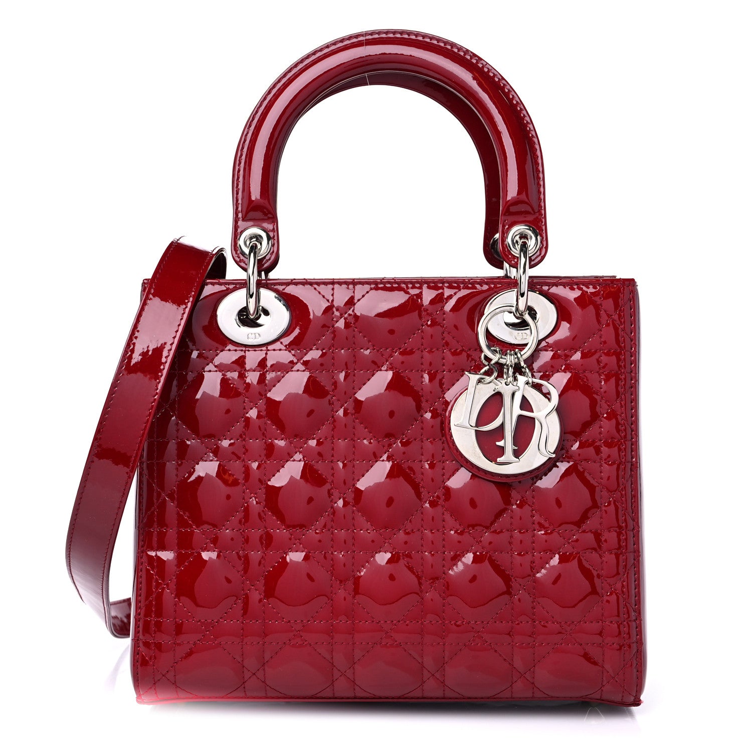 Christian Dior Patent Cannage Medium Lady Dior Red 1 of 9
